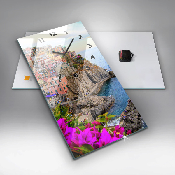 Vertical wall clock Cinque Terre Coast