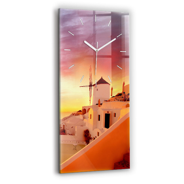 Vertical wall clock Old windmill in Santorini