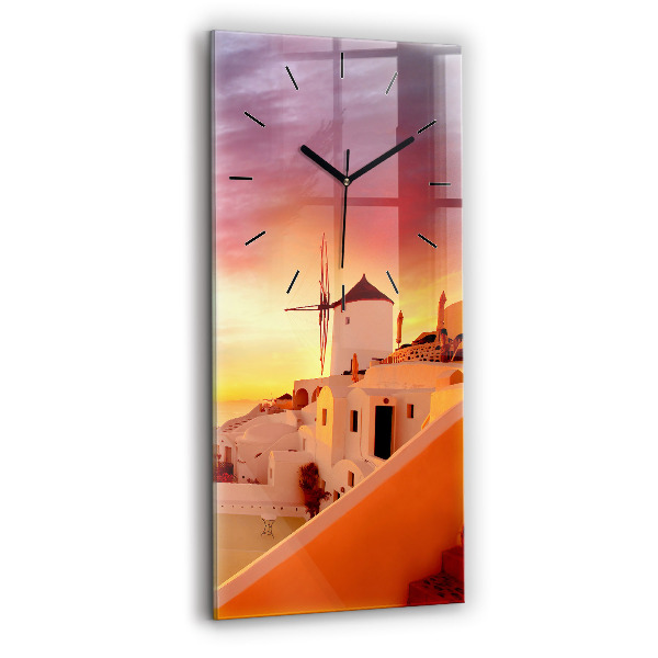 Vertical wall clock Old windmill in Santorini
