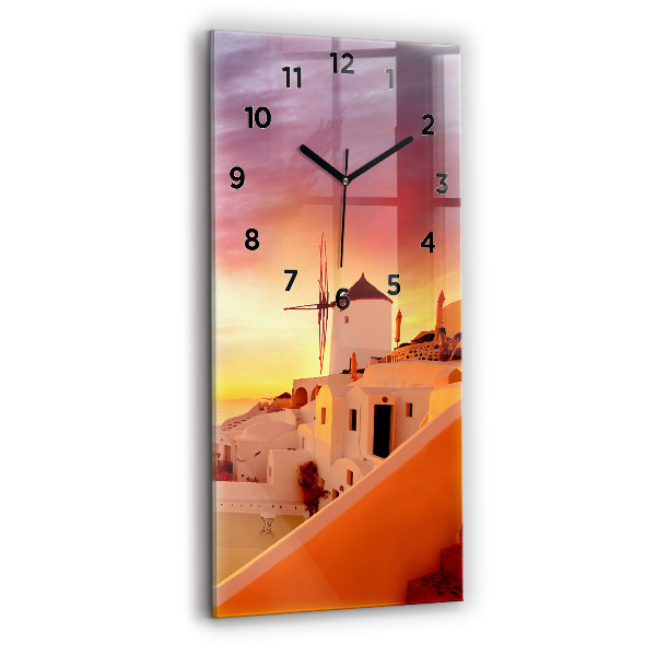 Vertical wall clock Old windmill in Santorini