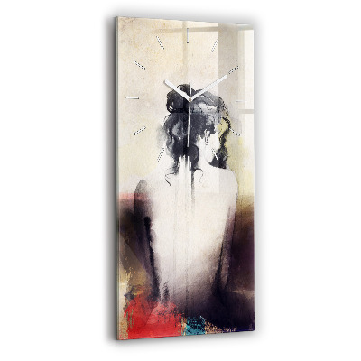 Vertical wall clock Abstract portrait of a woman
