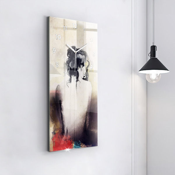 Vertical wall clock Abstract portrait of a woman