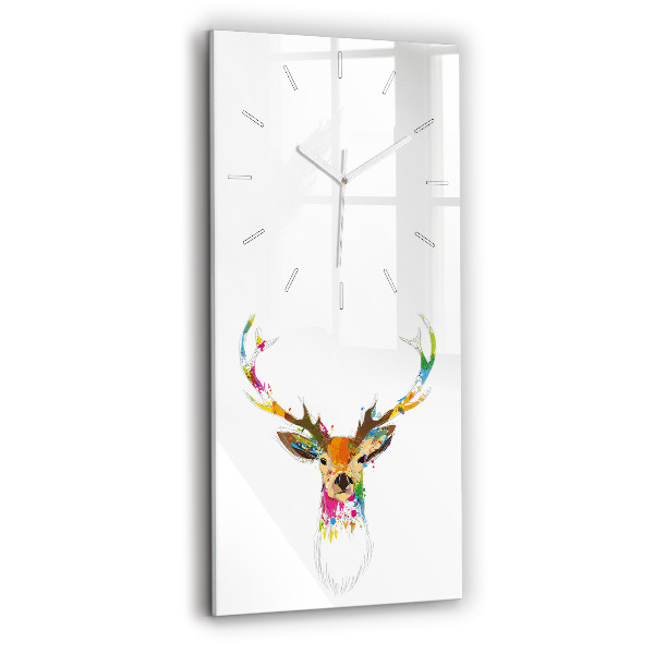 Vertical wall clock Colorful deer head