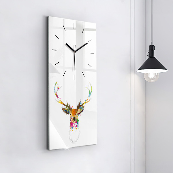 Vertical wall clock Colorful deer head