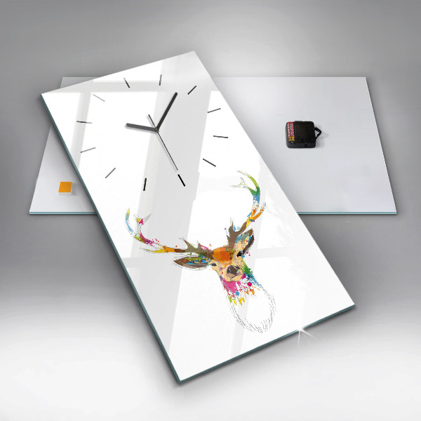 Vertical wall clock Colorful deer head