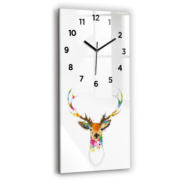 Vertical wall clock Colorful deer head