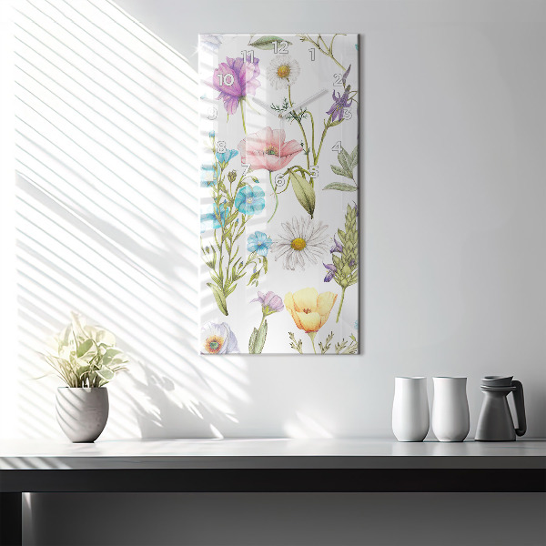 Vertical wall clock Flower Composition