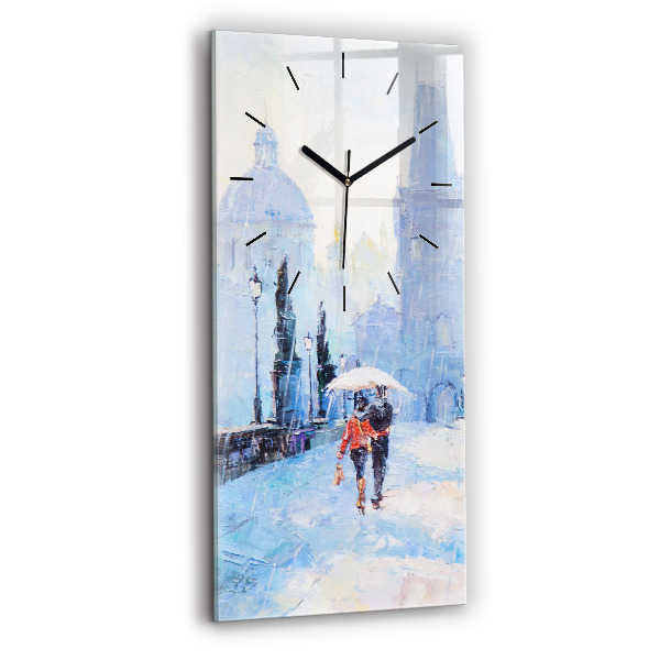 Vertical wall clock Oil art