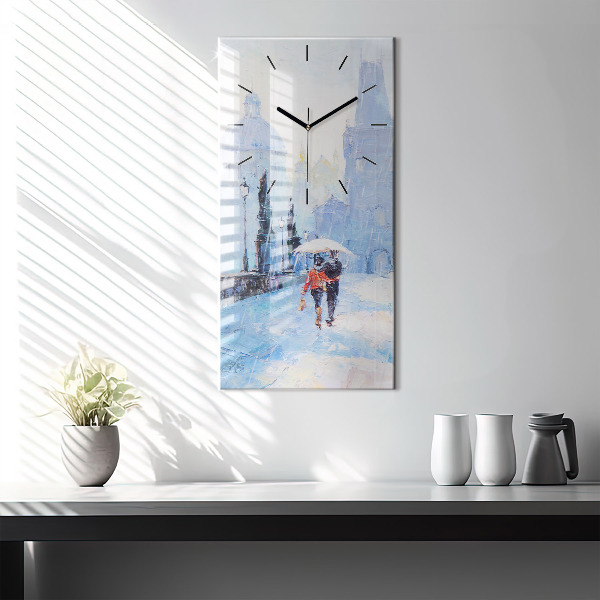 Vertical wall clock Oil art