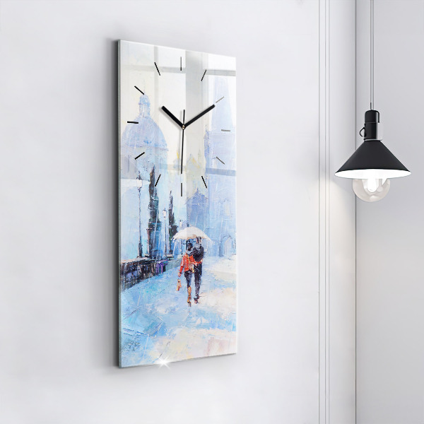 Vertical wall clock Oil art
