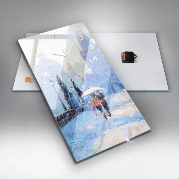 Vertical wall clock Oil art