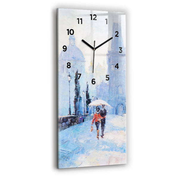 Vertical wall clock Oil art
