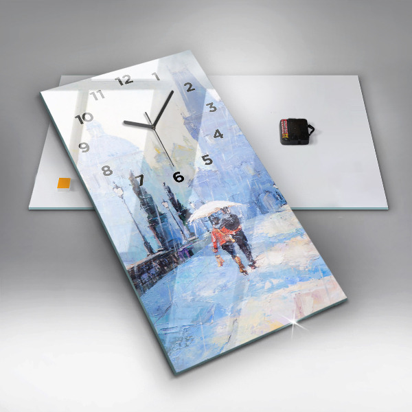 Vertical wall clock Oil art