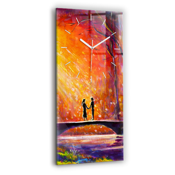 Vertical wall clock Couple in the forest