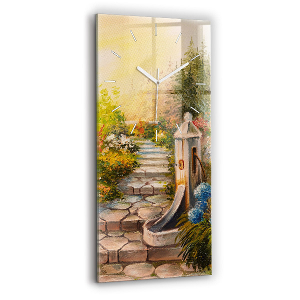 Vertical wall clock Oil composition in the forest