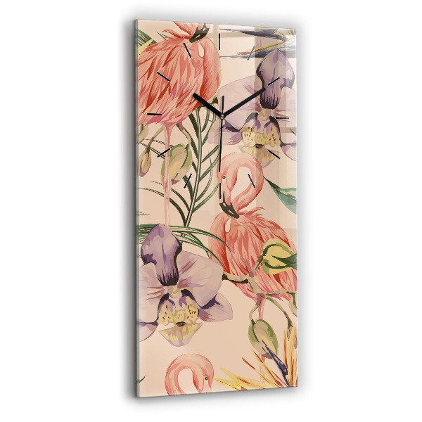 Vertical wall clock Tropical palm leaves