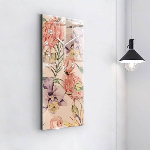 Vertical wall clock Tropical palm leaves