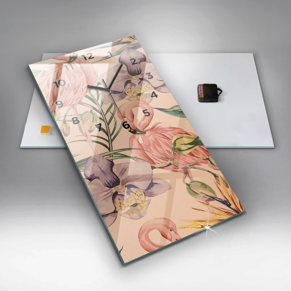 Vertical wall clock Tropical palm leaves