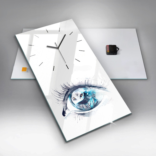 Vertical wall clock Wolf Eye Illustration