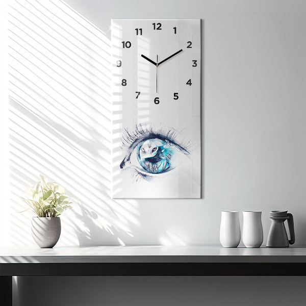 Vertical wall clock Wolf Eye Illustration