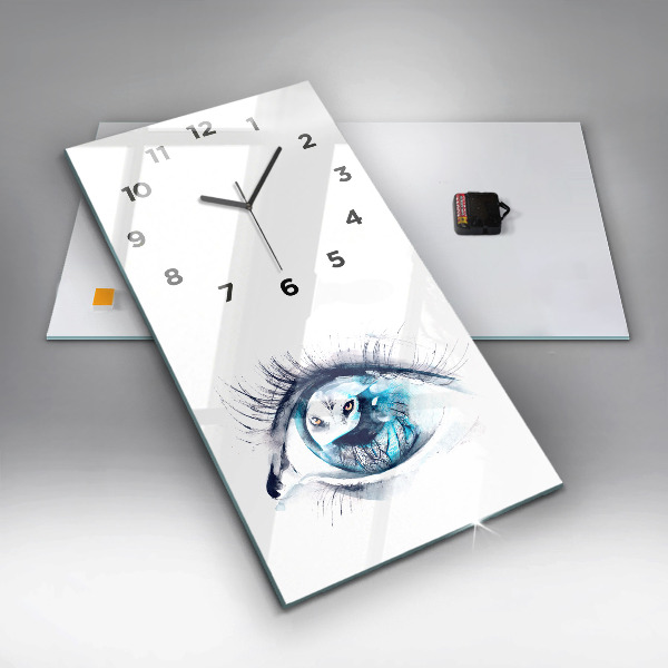 Vertical wall clock Wolf Eye Illustration