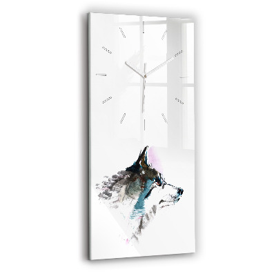 Vertical wall clock Painted Wolf Profile