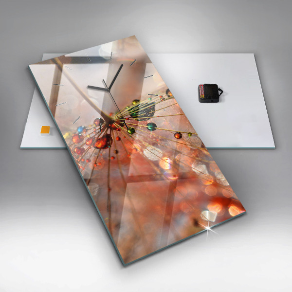 Vertical wall clock Dandelion with dew