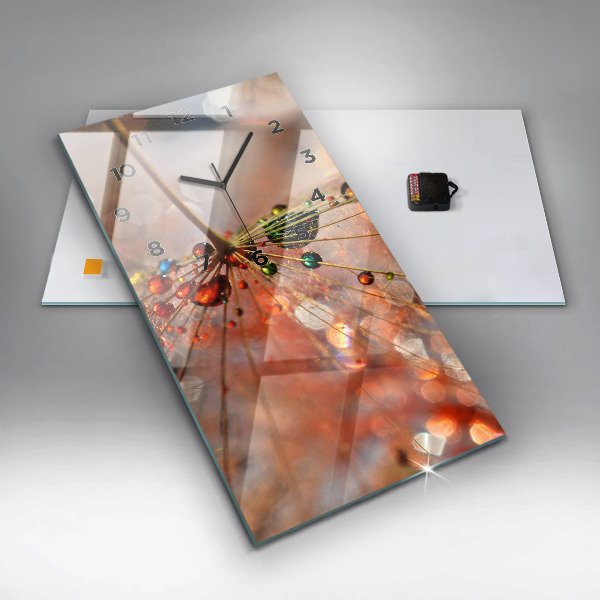 Vertical wall clock Dandelion with dew