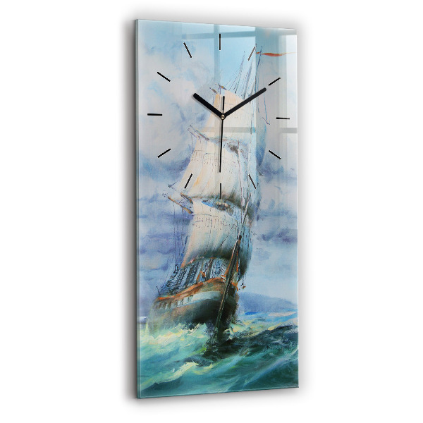 Vertical wall clock A ship on the water