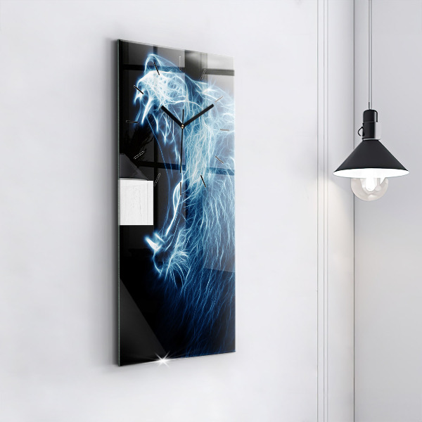 Vertical wall clock Wild lion
