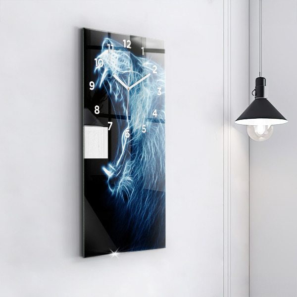 Vertical wall clock Wild lion