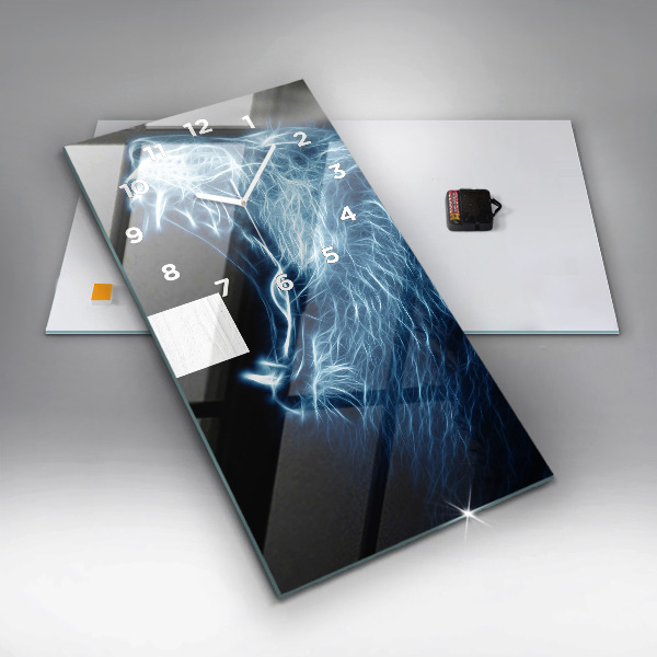 Vertical wall clock Wild lion