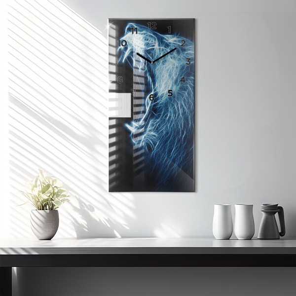 Vertical wall clock Wild lion