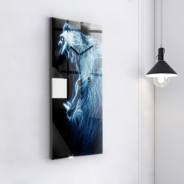 Vertical wall clock Wild lion
