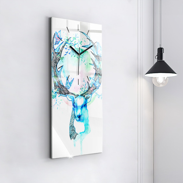 Vertical wall clock Deer illustration