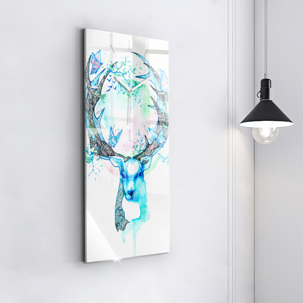 Vertical wall clock Deer illustration