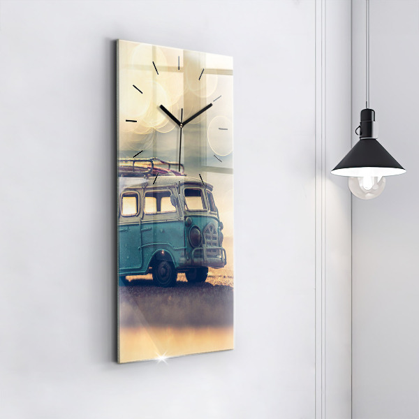 Vertical wall clock Camper on the beach