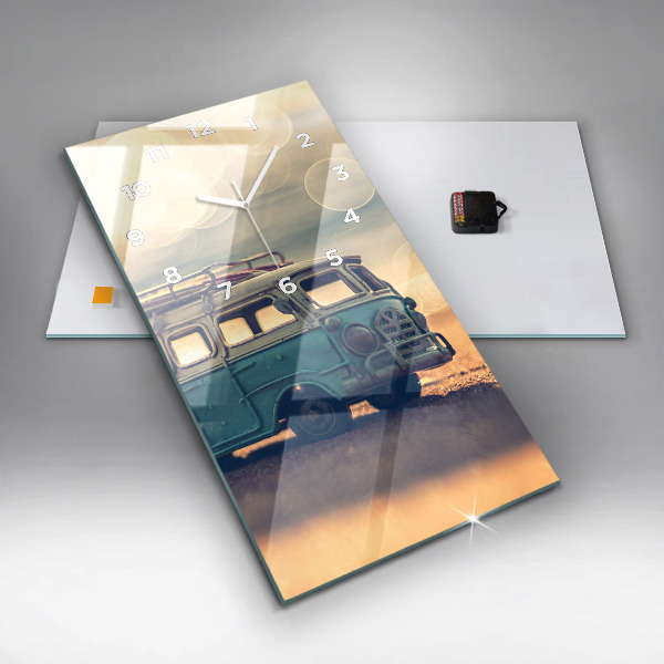 Vertical wall clock Camper on the beach