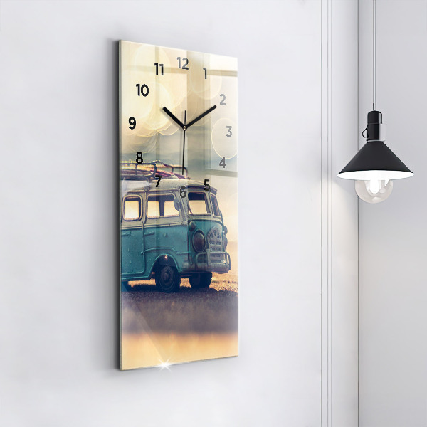 Vertical wall clock Camper on the beach