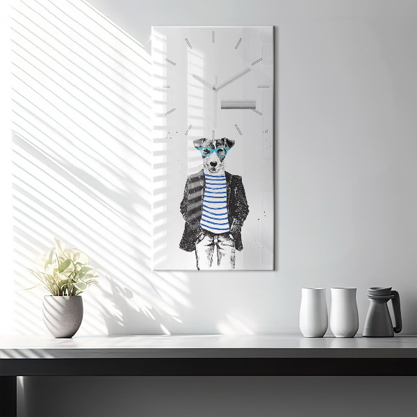 Vertical wall clock A dog in a human body