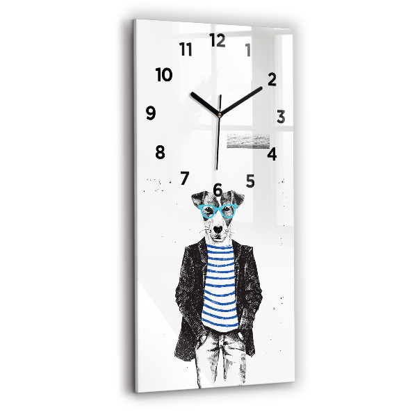 Vertical wall clock A dog in a human body