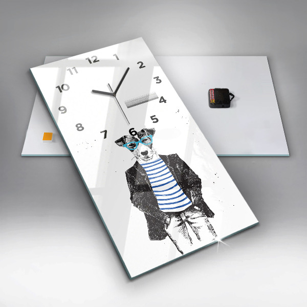 Vertical wall clock A dog in a human body