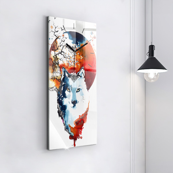 Vertical wall clock The Wolf and the Full Moon
