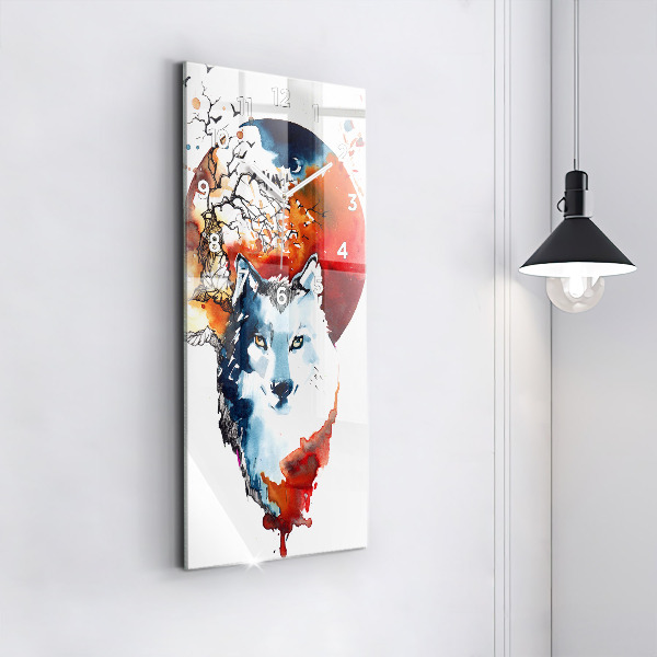 Vertical wall clock The Wolf and the Full Moon