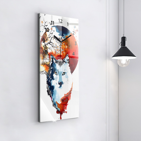 Vertical wall clock The Wolf and the Full Moon
