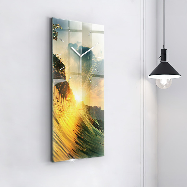 Vertical wall clock Waves Sunset Perspective