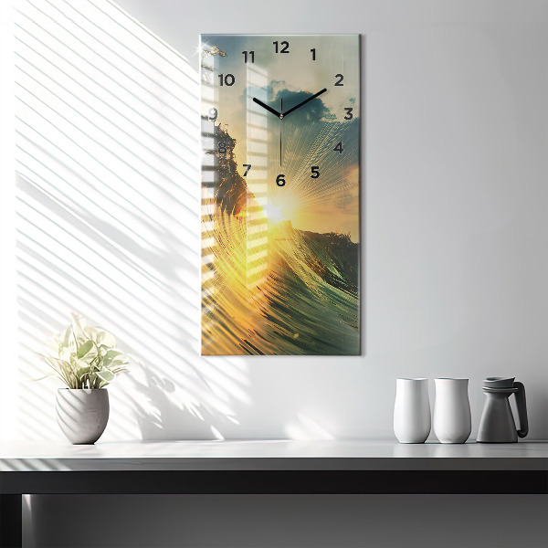 Vertical wall clock Waves Sunset Perspective