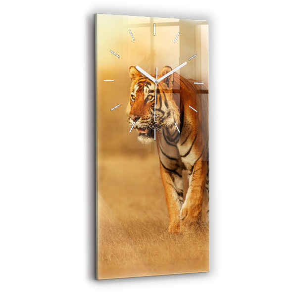 Vertical wall clock Hunting Tiger