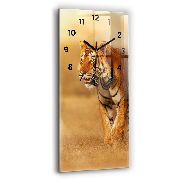 Vertical wall clock Hunting Tiger