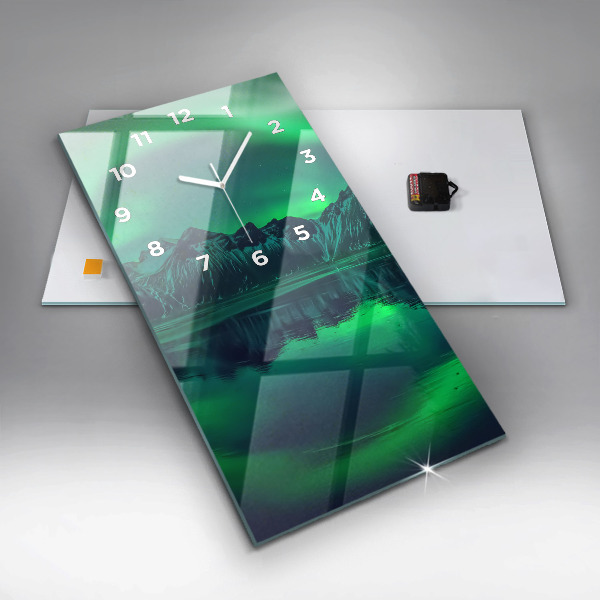 Vertical wall clock Northern lights
